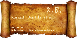 Kunyik Boglárka névjegykártya
